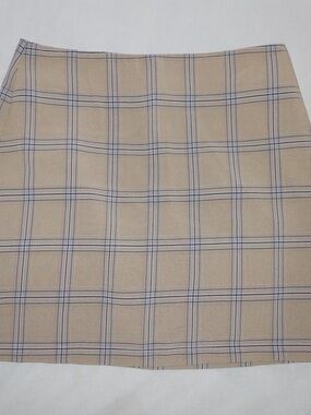 Beige Plaid A-Line Skirt - Classic Casual